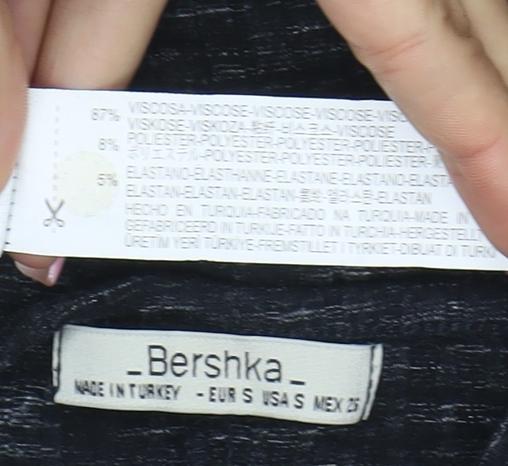 Bershka Women Black Long Sleeve Long Bodycon Dress Size S