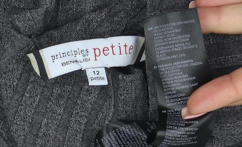 Principles by Ben de Lisi Petite Women's Grey Roll Neck Button Knit Top Size 12