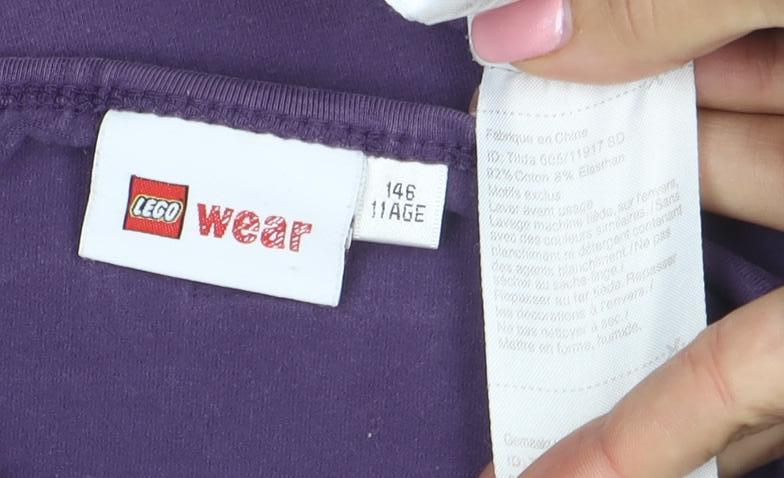 Lego Girls Purple Long Sleeve Graphic T-Shirt Size 146 Cotton Blend