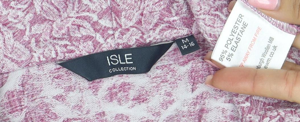 ISLE Collection Women's Pink Floral Cowl Neck 3/4 Sleeve Tunic Blouse Size M