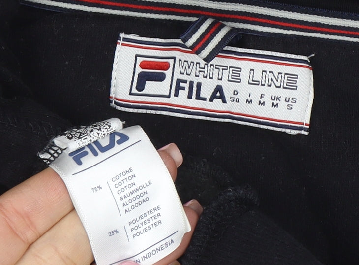 Fila White Line Men's Black Full Zip Hoodie Size M