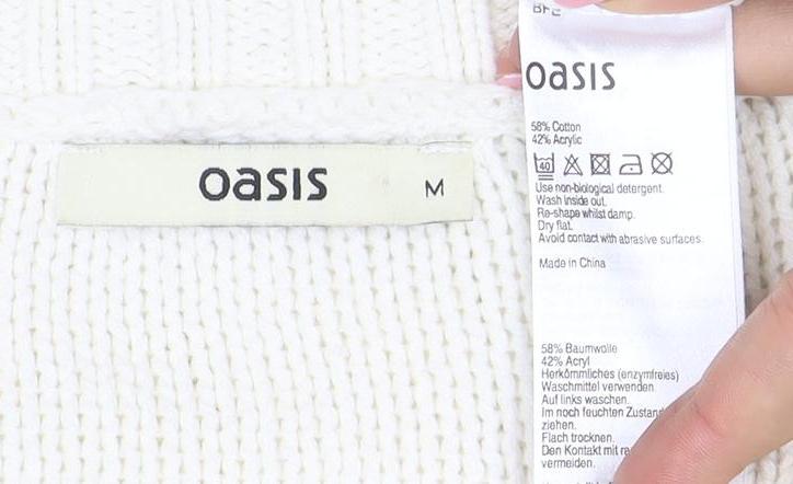 Oasis Women Ivory Knit Pullover Jumper M Classic Long Sleeve