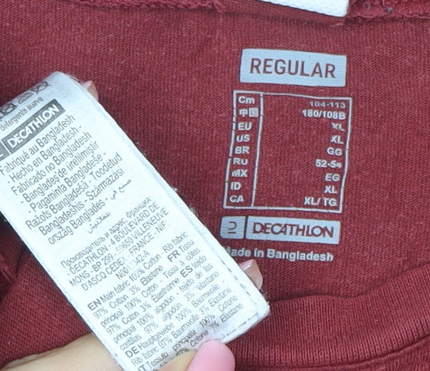 Decathlon Men’s Red Cotton Regular Fit XL Crew Neck T-Shirt