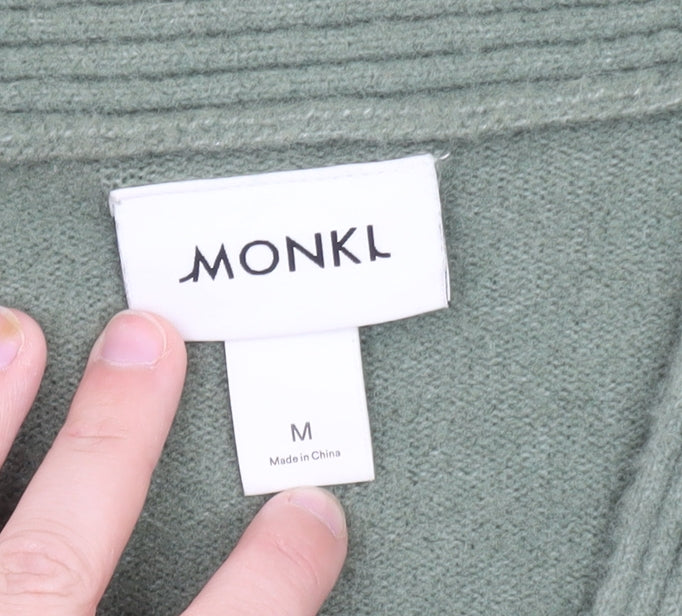 Monki Women’s Green Wool Blend Buttoned Cardigan M Classic V-Neck
