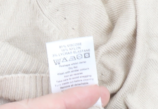 Principles Women Beige V-Neck Button Cardigan Size 14 Viscose Blend