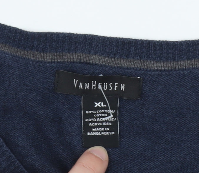 Van Heusen Men's Blue XL V-Neck Knit Sleeveless Vest Jumper