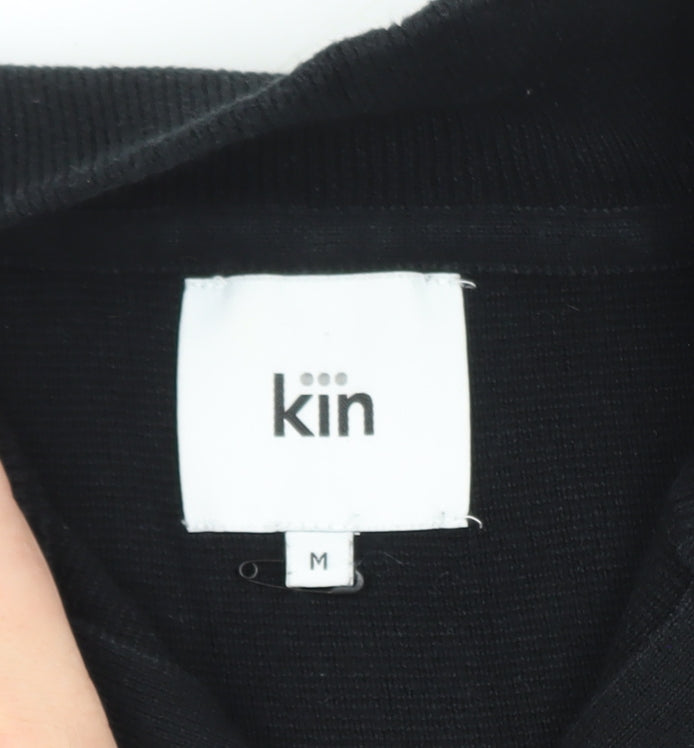 Kin Men's Black Wool 1/2 Zip High Neck Jumper Size M