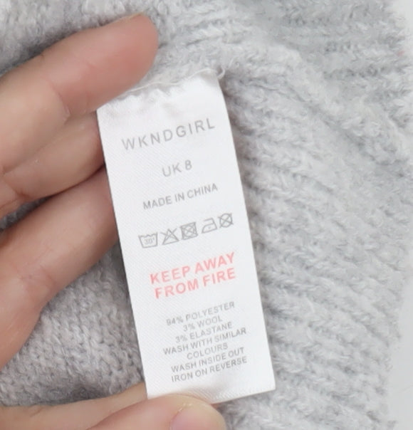 WKNDGirl Women Grey Crew Neck Pullover Jumper UK 8 Wool Blend