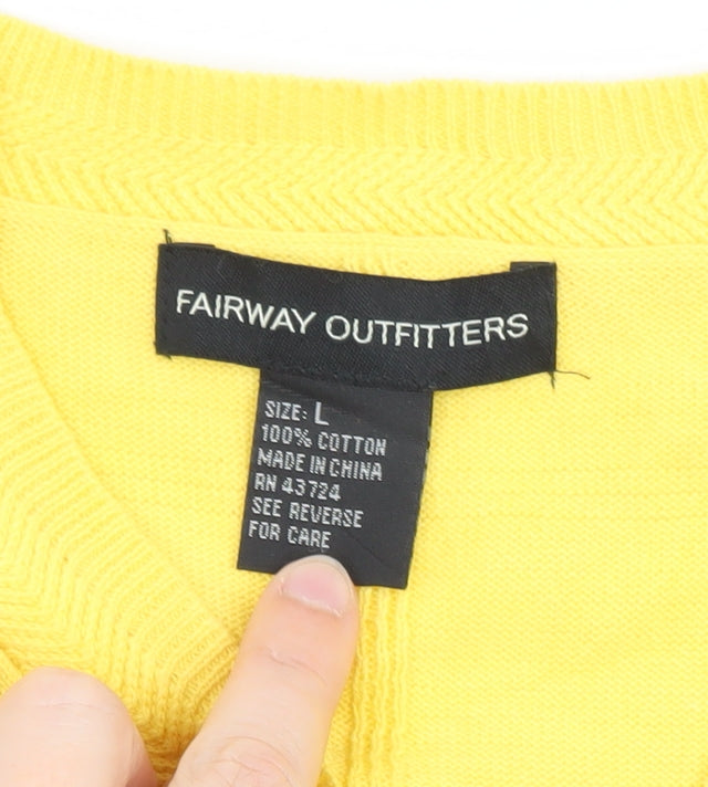Fairway Outfitters Men's Yellow Cotton V-Neck Golf Vest L