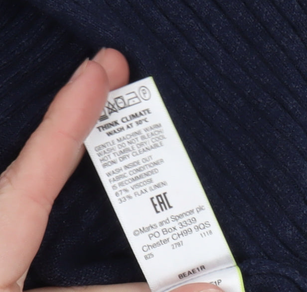 Marks & Spencer Women's Blue Longline Knit Cardigan L