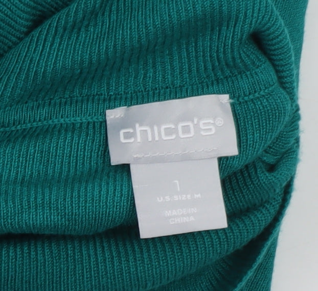 Chico's Women's Green Roll Neck Long Sleeve Knit Jumper M