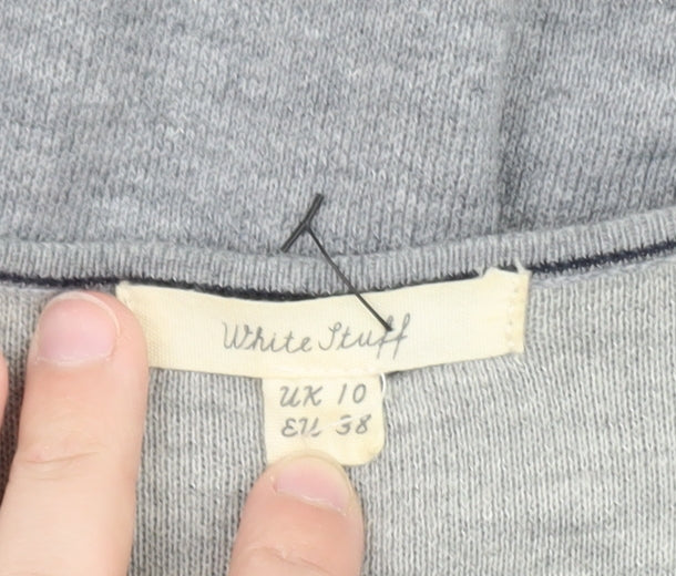 White Stuff Womens Grey Knit V-Neck Sweater Dress Size 10