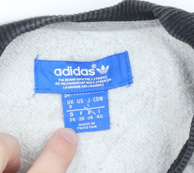 Adidas Womens Grey Long Sleeve T-Shirt Size 8 Raglan Crew Neck
