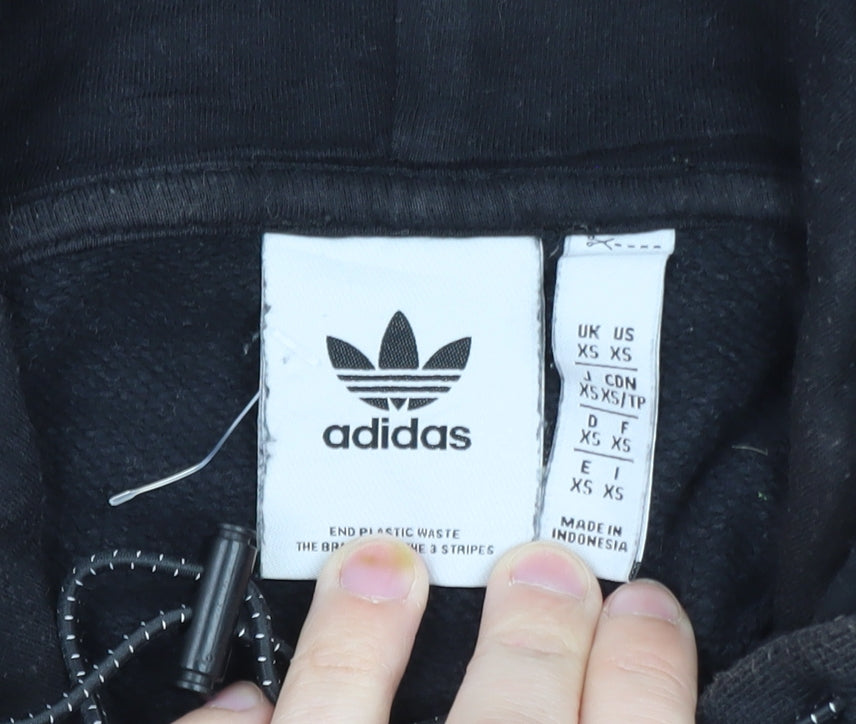 adidas Men Black XS Pullover Hoodie Adventure Logo Fleece Sweatshirt