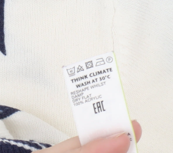 Marks and Spencer Women’s Ivory Star Print Crew Neck Jumper Size 14