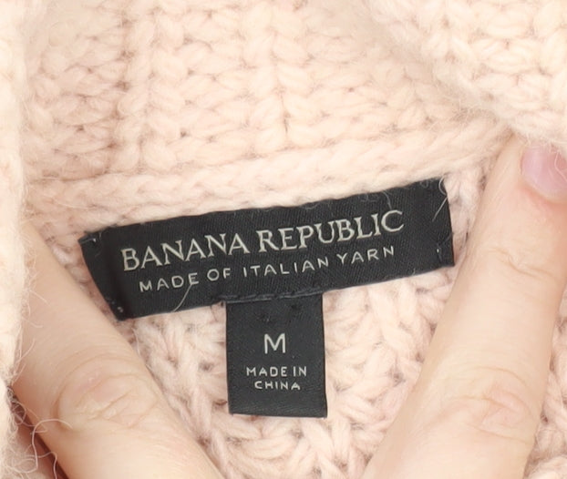 Banana Republic Women Beige Wool Blend Roll Neck Jumper M