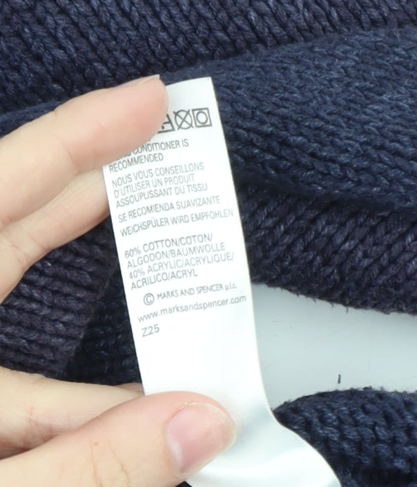 Marks and Spencer Men's Purple Full Zip Cotton Knit Jumper L