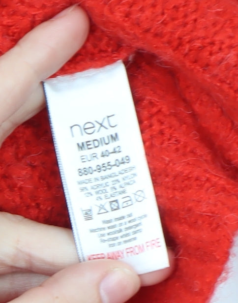 Next Women Red Roll Neck Wool Cable-Knit Jumper Size 12