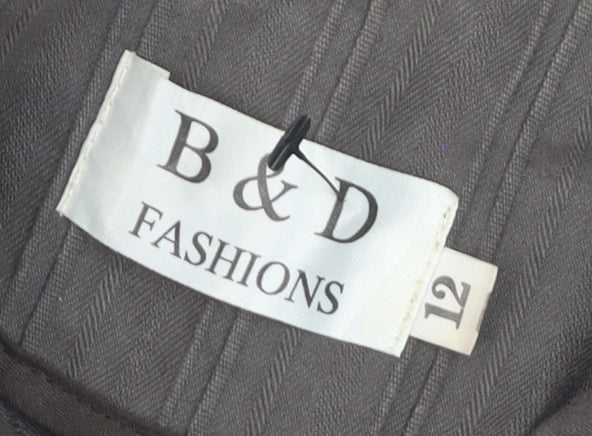 B & D Fashions Women’s Brown Striped Cotton Blazer Jacket Size 12