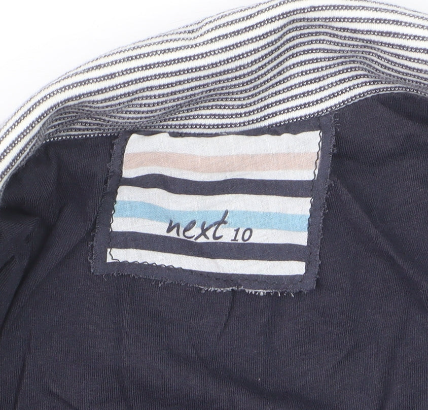 Next Women Blue Striped Cotton Blazer UK 10 Single Breasted Jacket