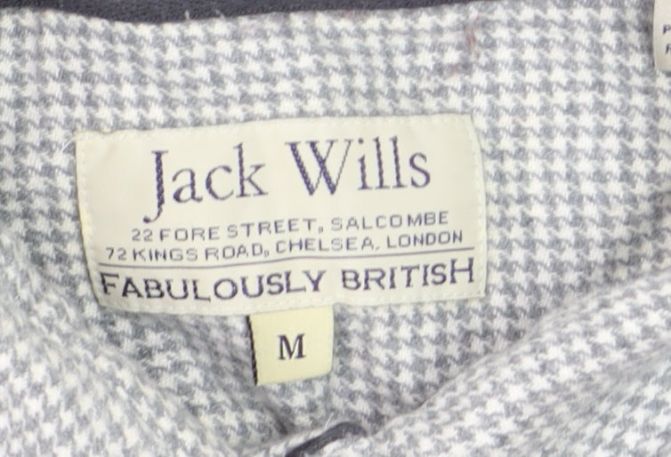 Jack Wills Men's Grey Check Long Sleeve Cotton Button-Up Shirt M