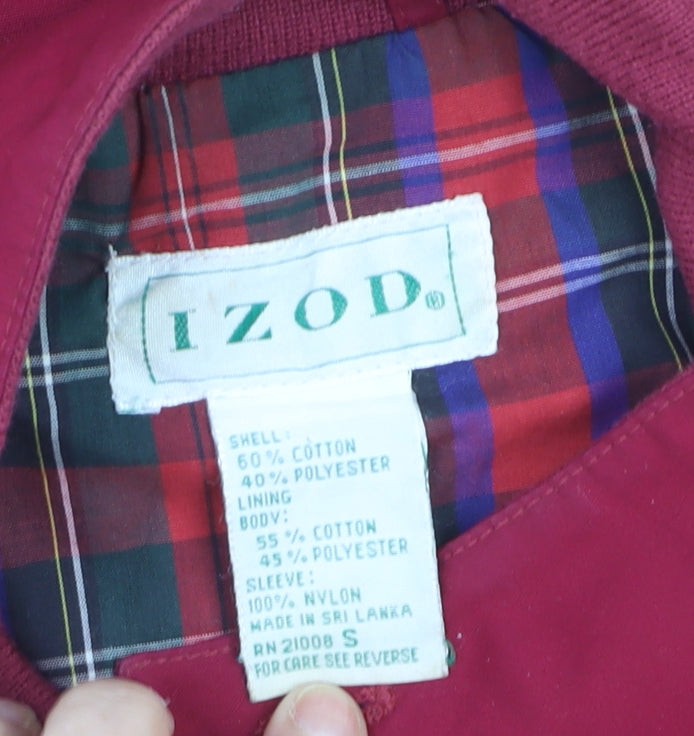 Izod Men's Red Bomber Jacket Size S Cotton Blend Full Zip