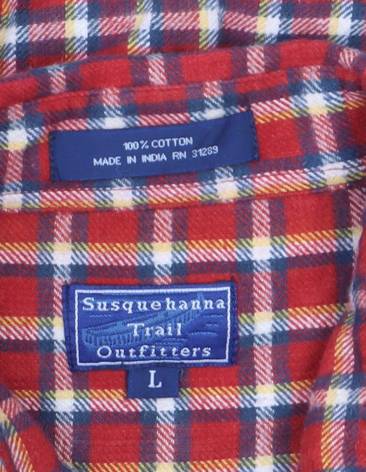 Susquehanna Trail Outfitters Men's Red Check Flannel Button-Up Shirt L