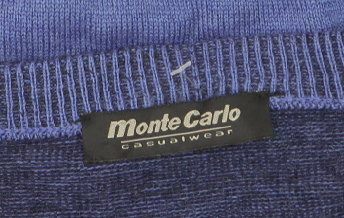 Monte Carlo Men's Blue Wool Blend V-Neck Pullover Jumper M