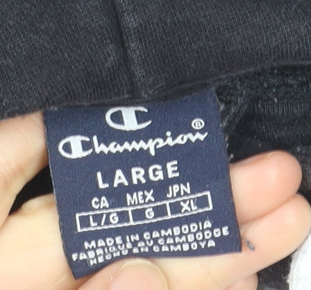 Champion Men's Black Pullover Hoodie L Fleece Sportswear
