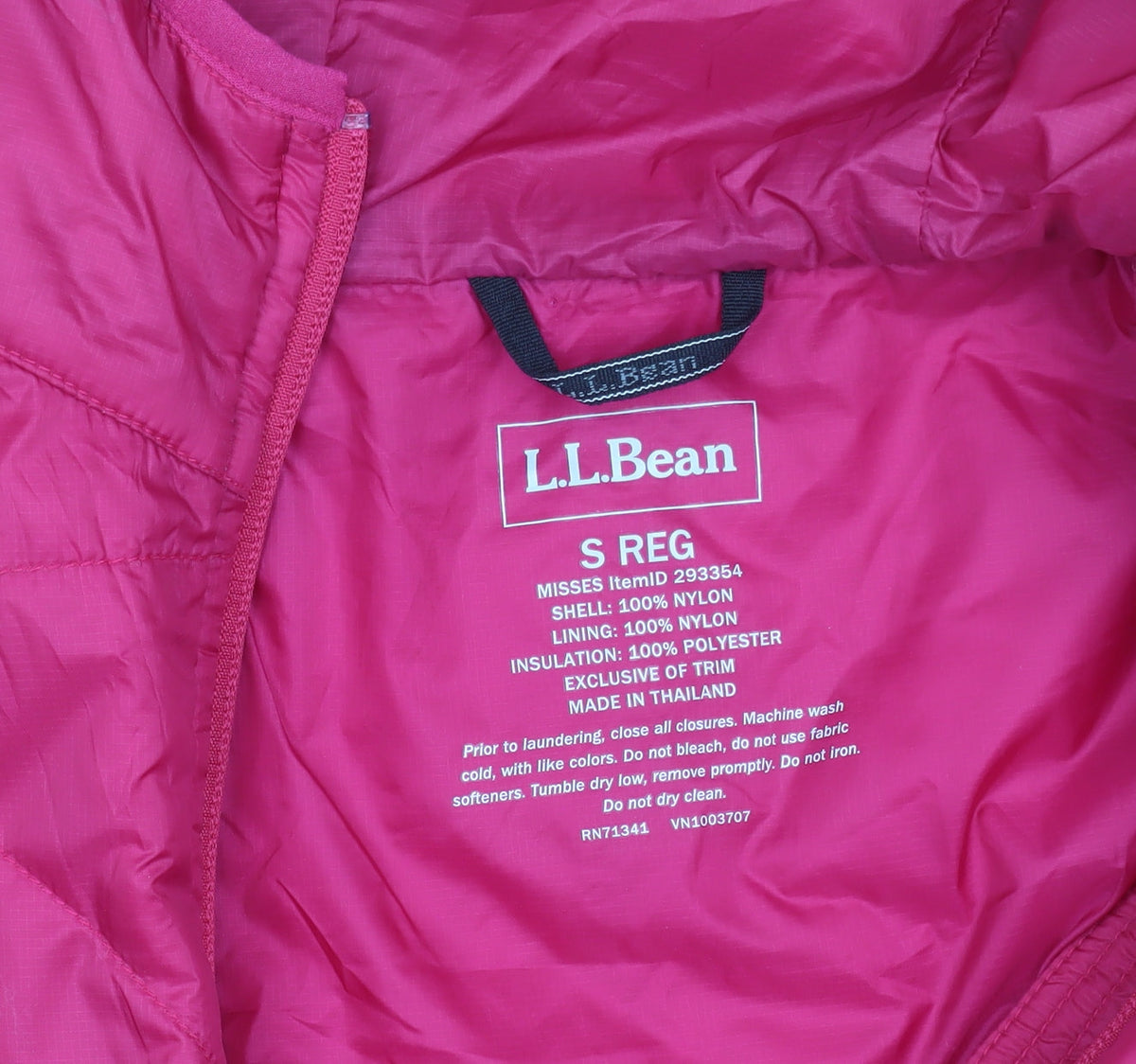 L.L.Bean Women's Pink Hooded Puffer Jacket Size S Regular Nylon