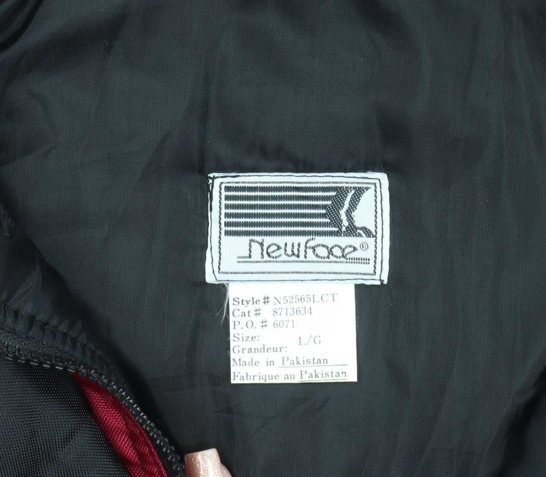 New Face Men’s Black 90s Puffer Jacket L Hooded Winter Coat