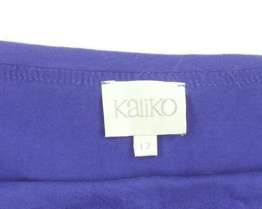 Kaliko Women's Purple Boat Neck 3/4 Sleeve Tunic Blouse Size 12