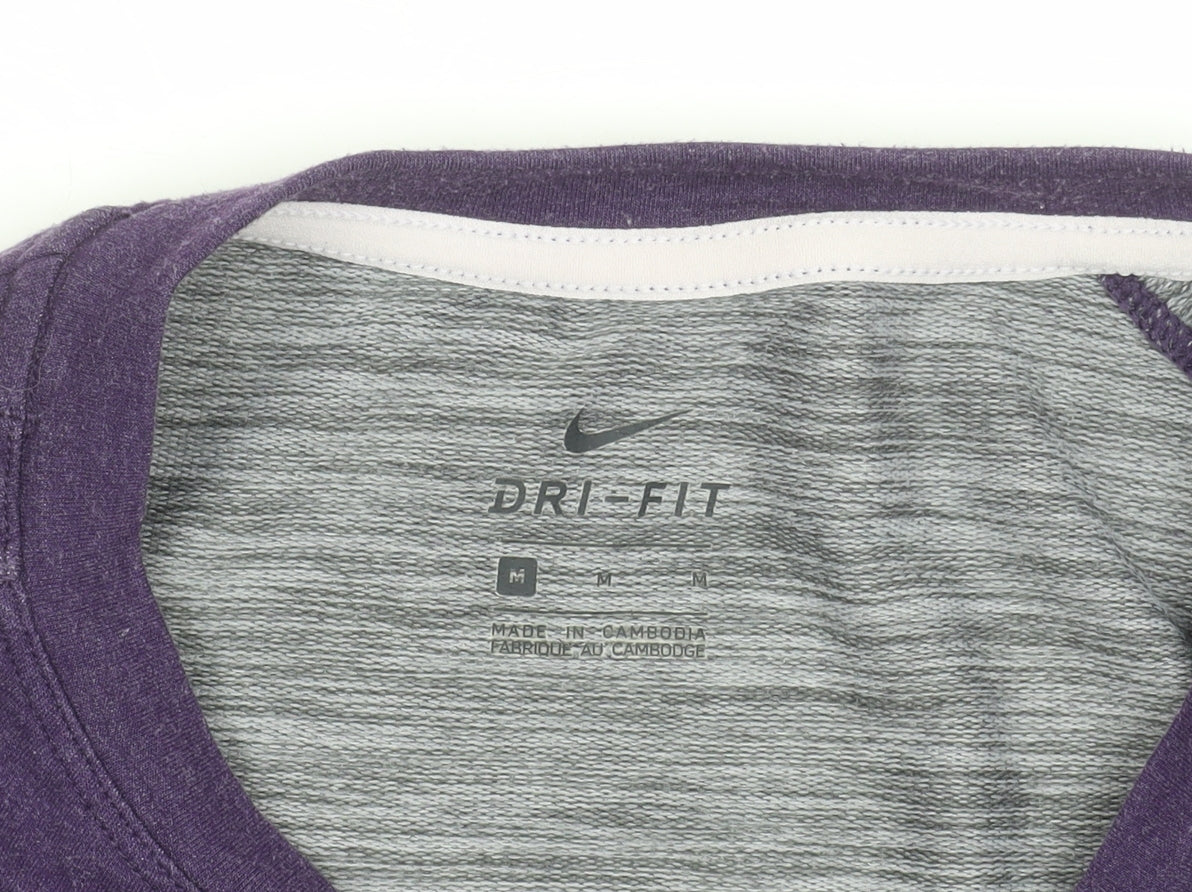 Nike Women's Purple Dri-FIT Long Sleeve Sports Top M