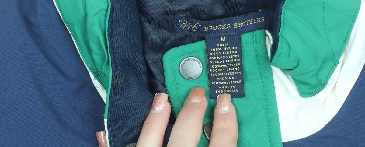 Brooks Brothers Men's Green Puffer Jacket M Nylon Water Resistant