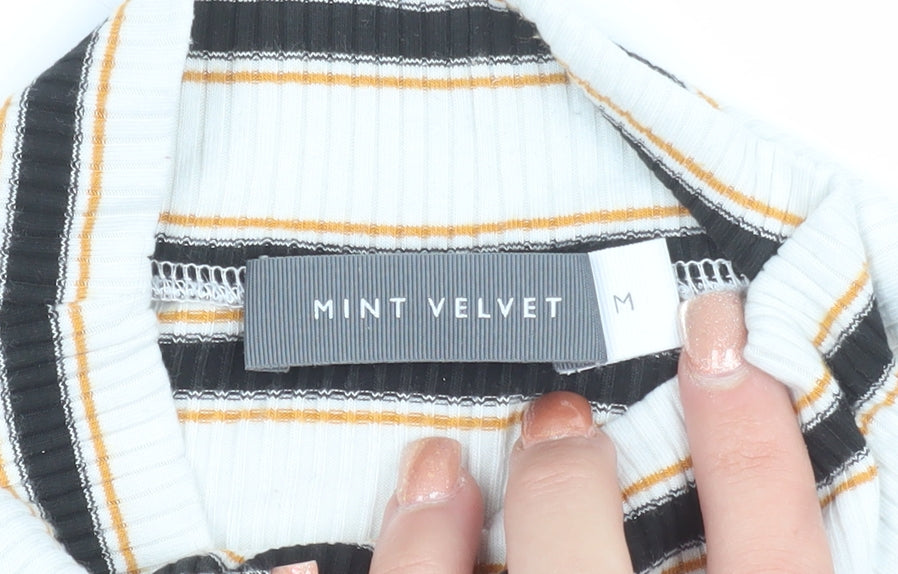 Mint Velvet Women's Multicoloured Striped Roll Neck Jumper Size M