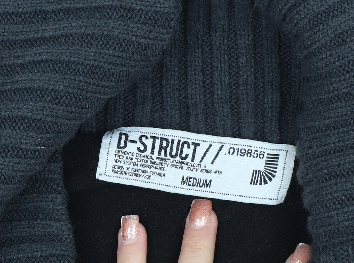 D-Struct Mens Grey Chunky Knit Cardigan Medium Casual Winter