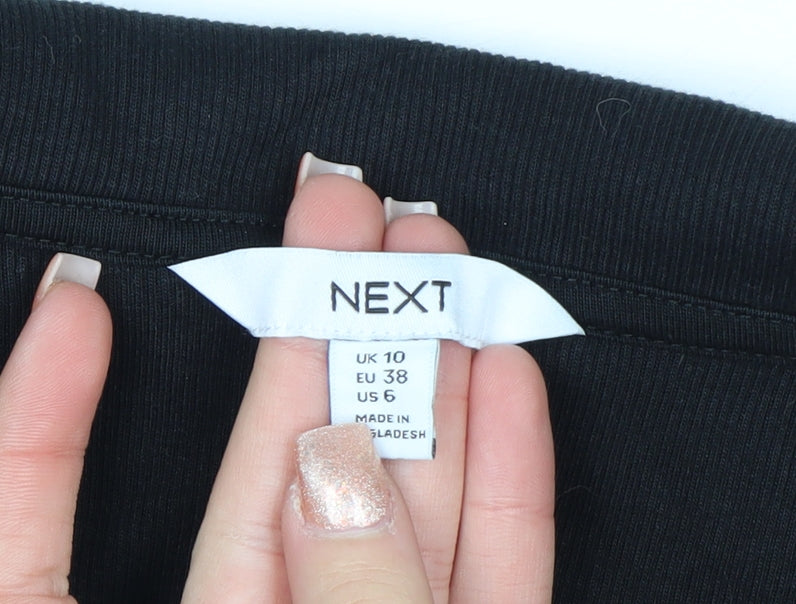 Next Womens Black Long Sleeve V-Neck Button-Up Top Size 10