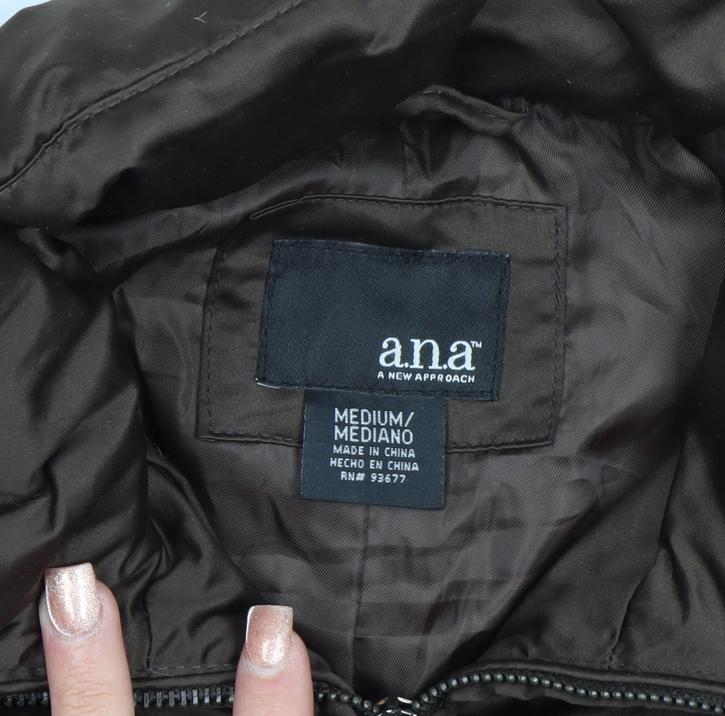 a.n.a Womens Brown Puffer Jacket Size M Quilted Down Winter Coat