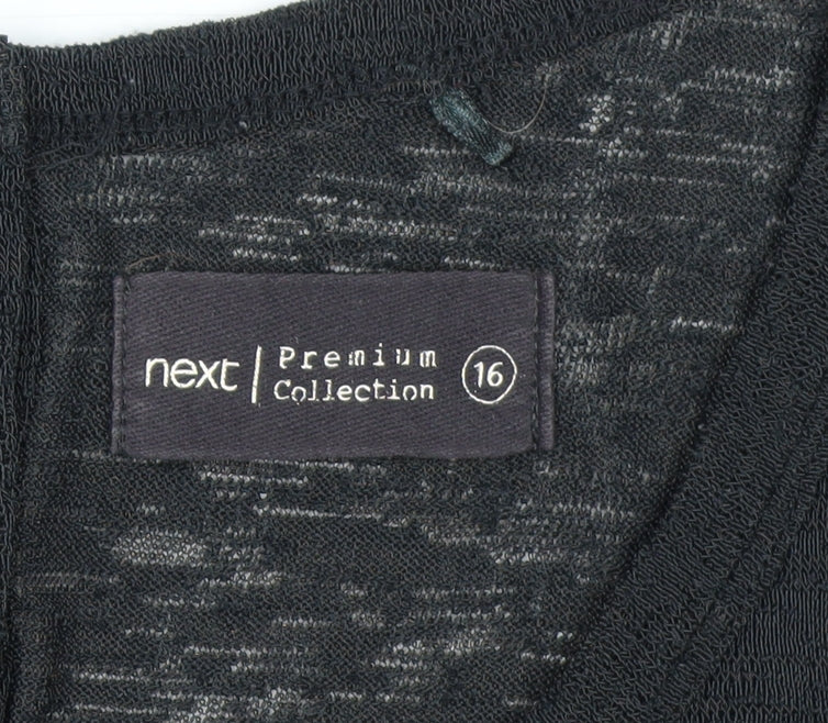 Next Women Black Size 16 Henley Knit Jumper Premium Collection