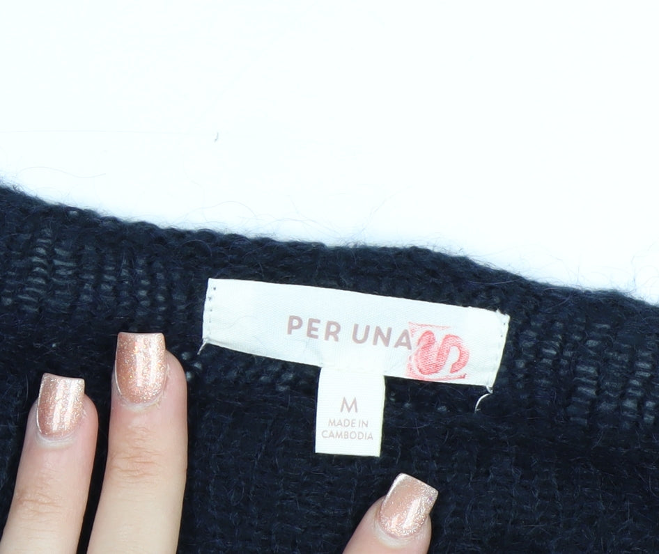 Marks & Spencer Per Una Women's Blue Long Sleeve Mohair Blend Jumper Size M