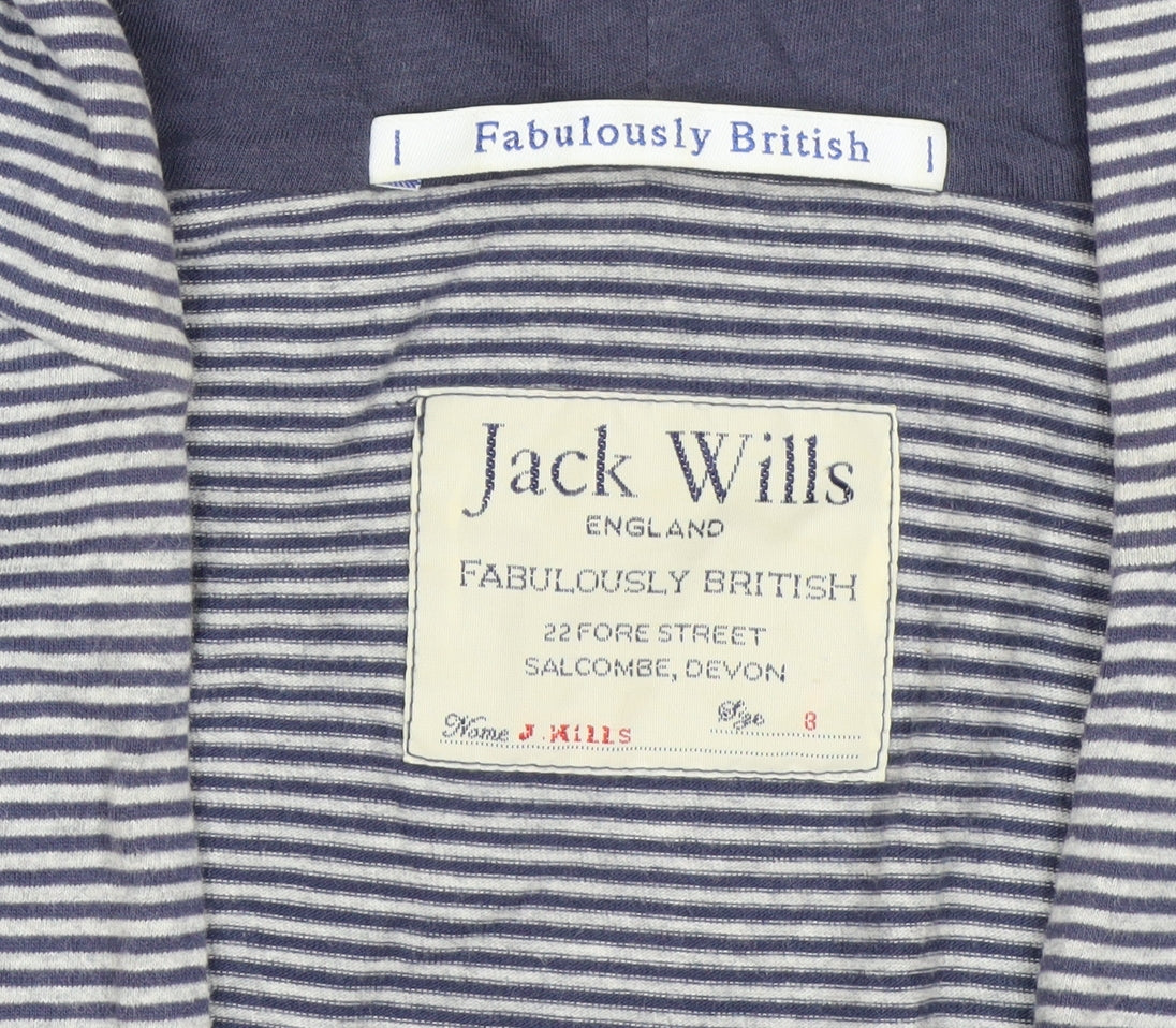 Jack Wills Women Navy Striped Cotton Tunic Hoodie Size 8