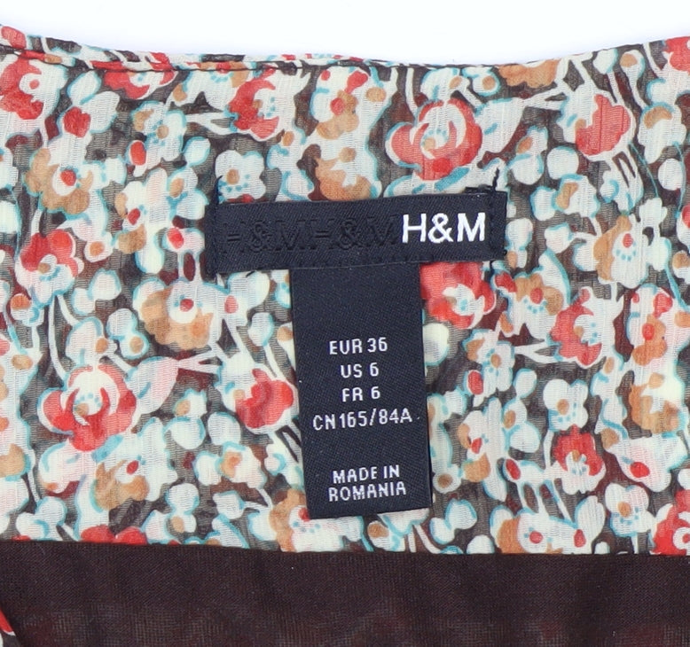 H&M Women's Multicoloured Floral A-Line Dress Size 8