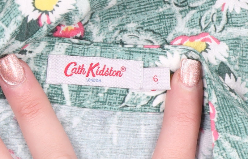Cath Kidston Women's Green Floral A-Line Midi Skirt Size 6