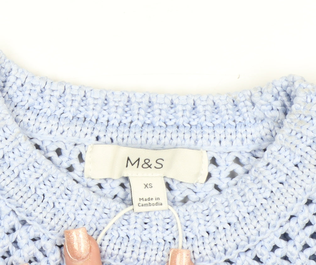 Marks & Spencer Women’s Blue Open-Knit Pullover Jumper XS