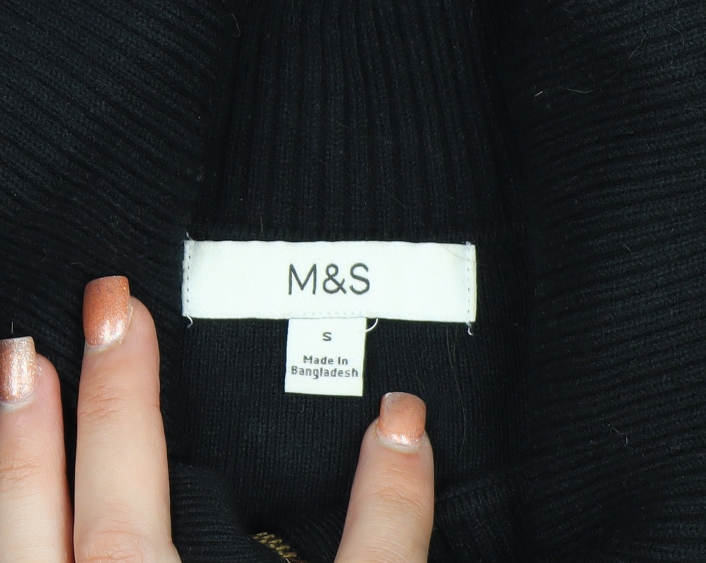 Marks & Spencer Women’s Black Full Zip Collared Jumper Size S