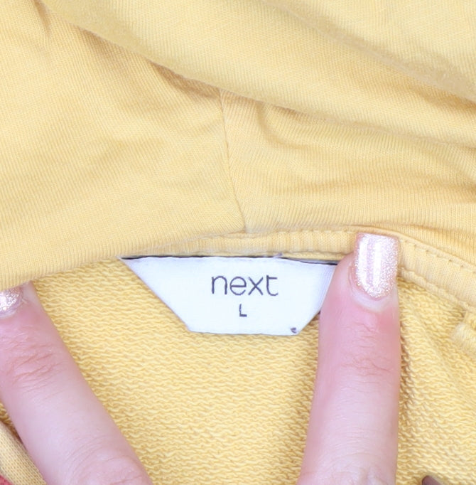 Next Women Yellow Cropped Pullover Hoodie L San Diego Print
