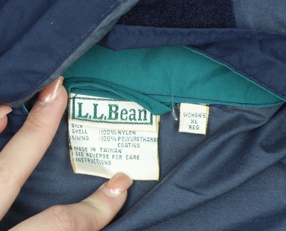 L.L.Bean Women's Blue XL Hooded Anorak Jacket Water Resistant