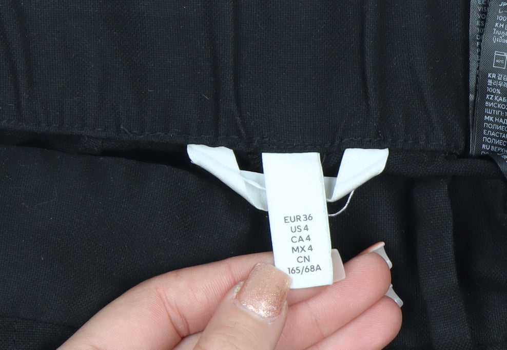 H&M Women's Black Regular Fit Pleated Trousers Size 8