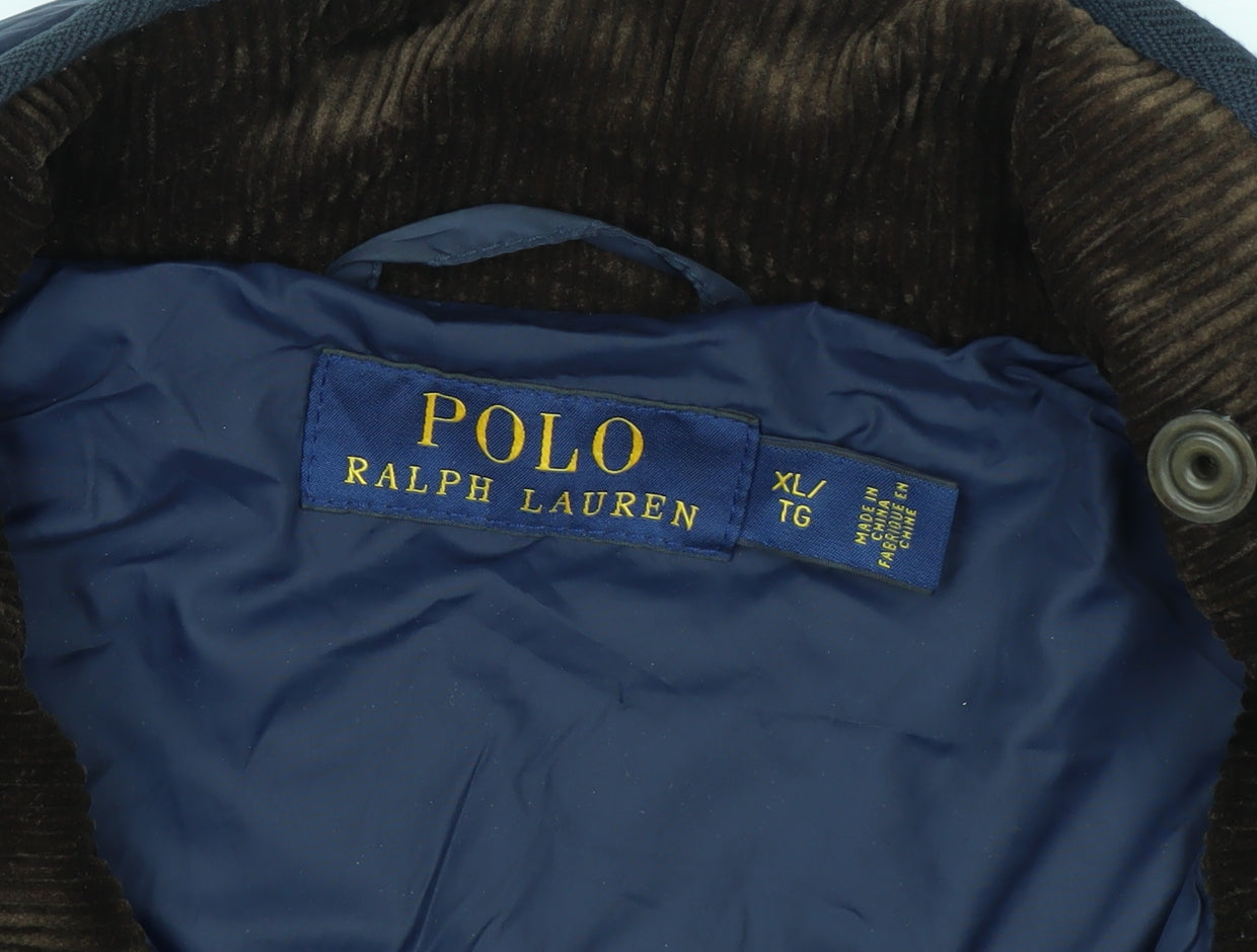 Ralph Lauren Men's Blue Quilted Jacket XL Polyester Mid-Length