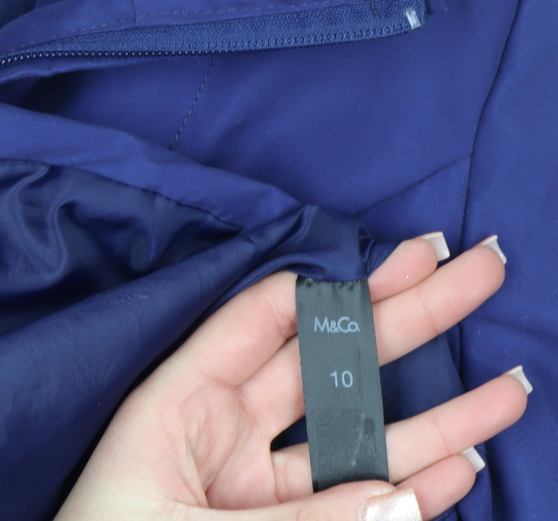 M&Co Womens Blue Size 10 Puffer Jacket Quilted Polyester Winter Coat